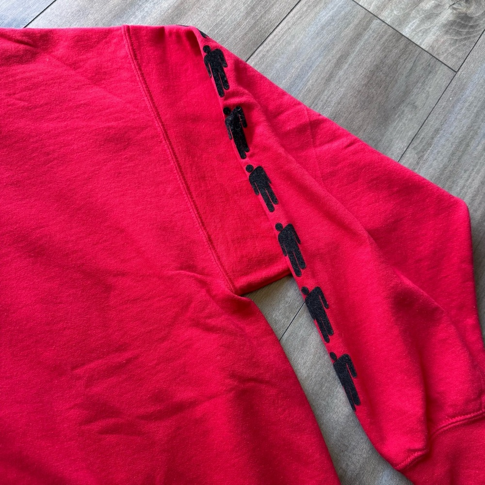 Billie Eilish Official Merch Hoodie Puff Print Size XL Red - Picture 7 of 8